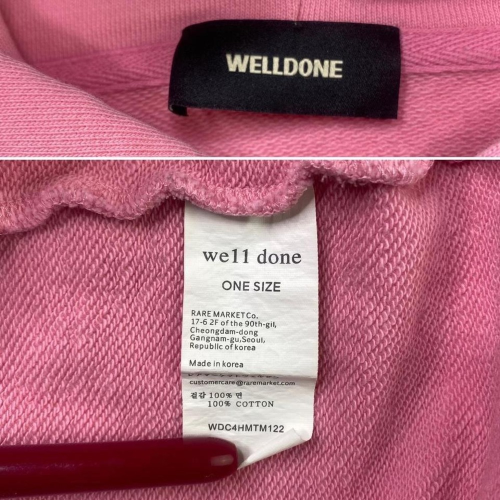 We11done Well Done Logo Printed Oversized Pink Hoody View 4